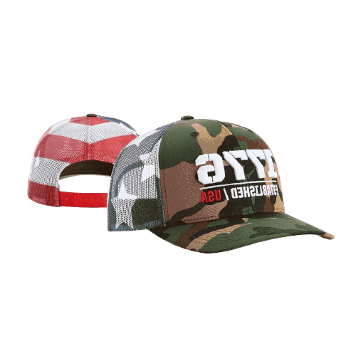 custom camo hats embroidered with 3D embroidery