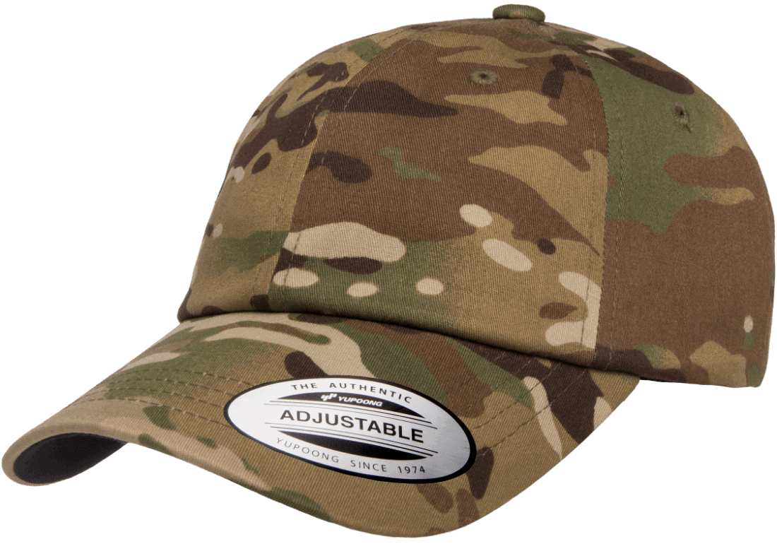 yupoong dad hat with camoflauge print