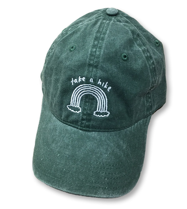 Custom embroidered Dad Hats with take a hike logo