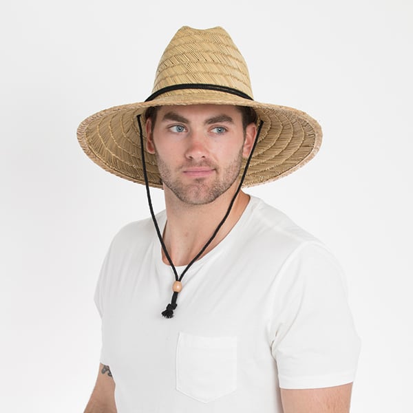 guy wearing custom lifeguard hat